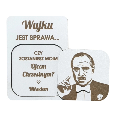 Piękna prośba o zostanie rodzicem chrzestnym magnes zestaw 2 sztuki w kopercie kraftowej